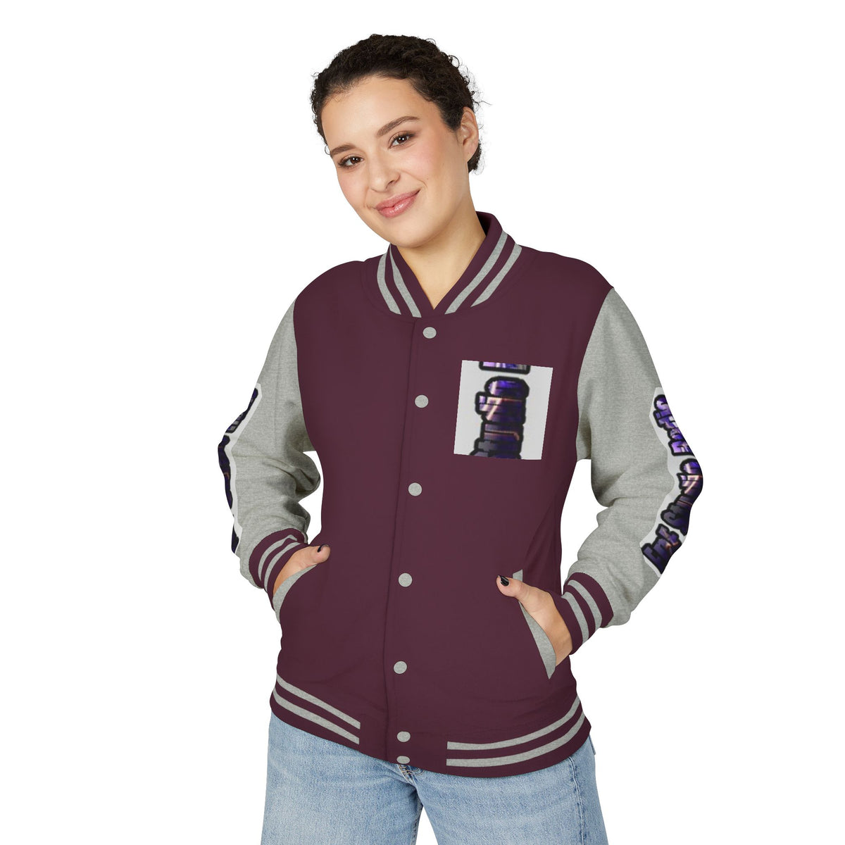 FnF Studio Radio Purple Retro Graphic Letterman Jacket