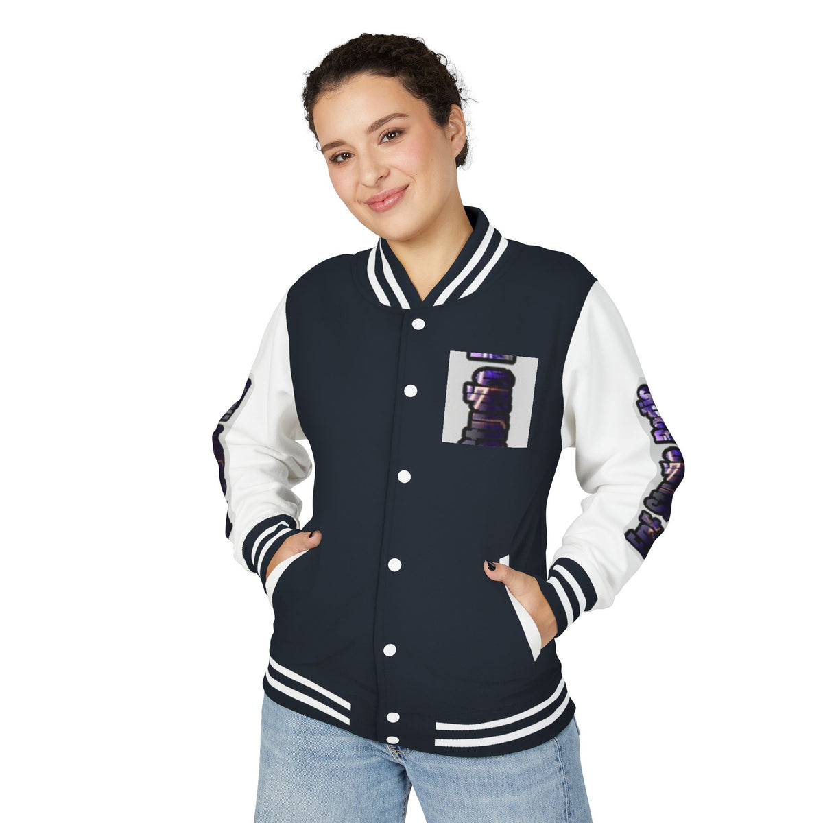 FnF Studio Radio Purple Retro Graphic Letterman Jacket