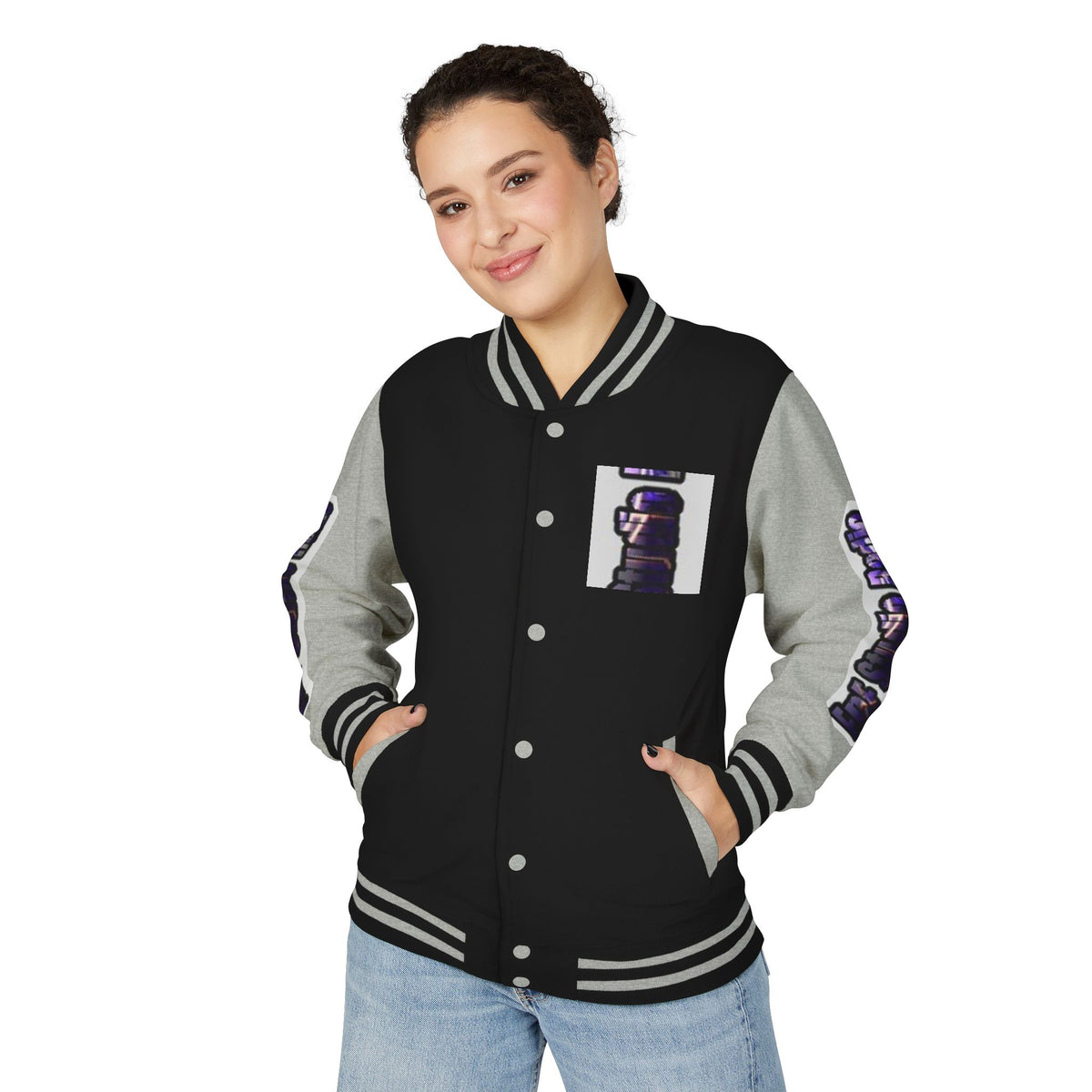 FnF Studio Radio Purple Retro Graphic Letterman Jacket