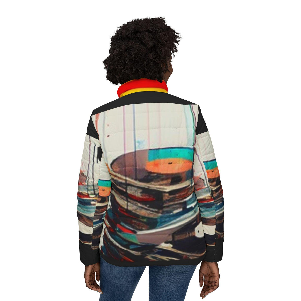 Records on Records Puffer Jacket (AOP)